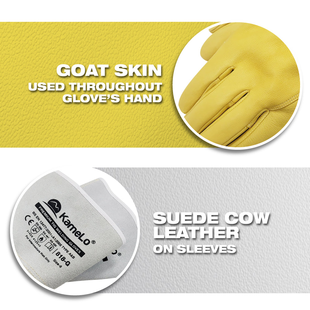 KameLo Leather TIG Welding Gloves CE Certified 818-G