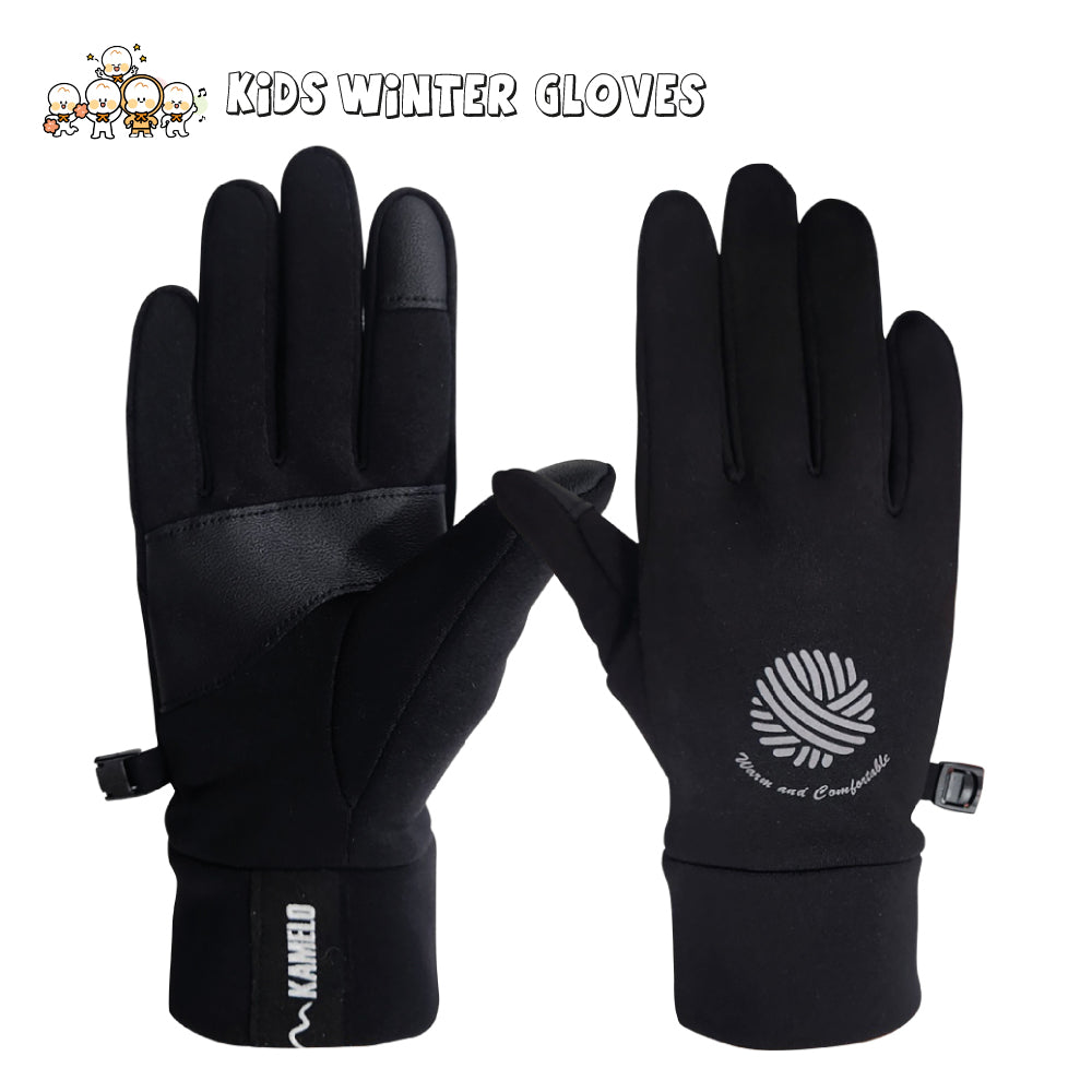 KameLo Kids Fleece-Lined Winter Gloves for Outdoor School & Sports | T